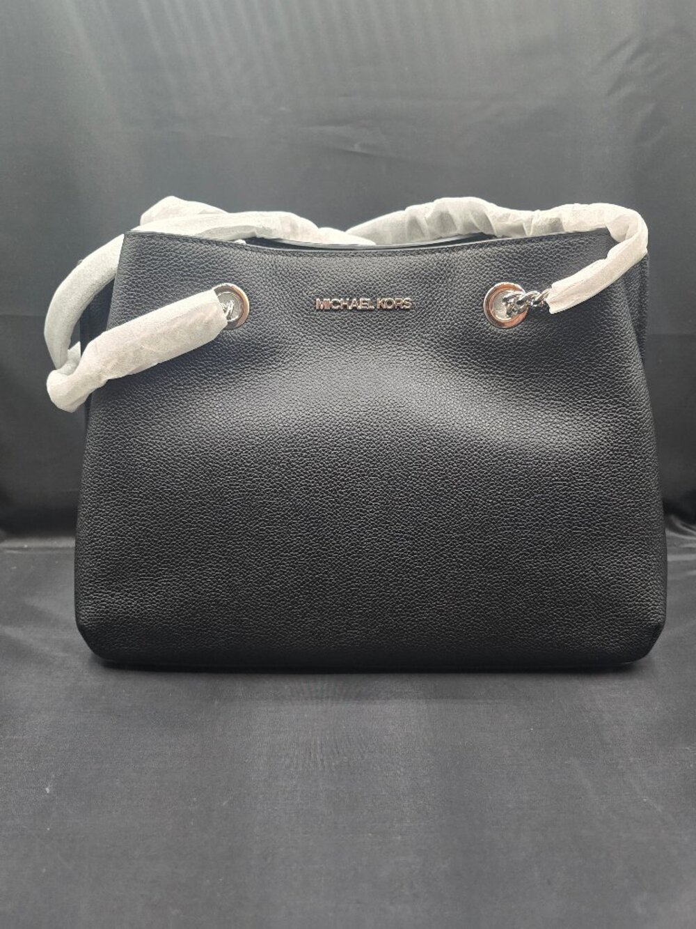 Michael Kors Teagen Large Long Drop Satchel Powder Black